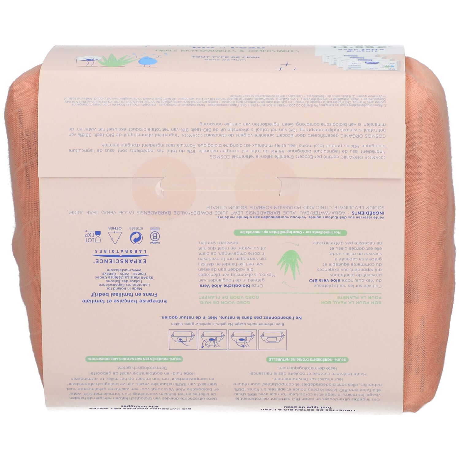 Mustela Lingettes de Coton BIO à l'Eau