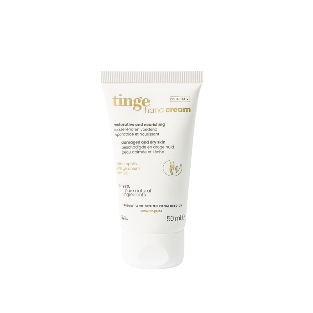 Tinge Handcrème tube, 50ml, met propolis en geranium.