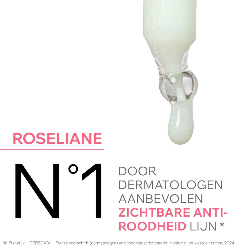 Uriage Roséliane CC Cream SPF50+ tube. Tekst: Soin teinté anti-rougeurs.