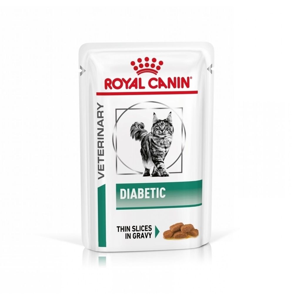 Un sachet individuel de nourriture Royal Canin Veterinary Diabetic pour chats.