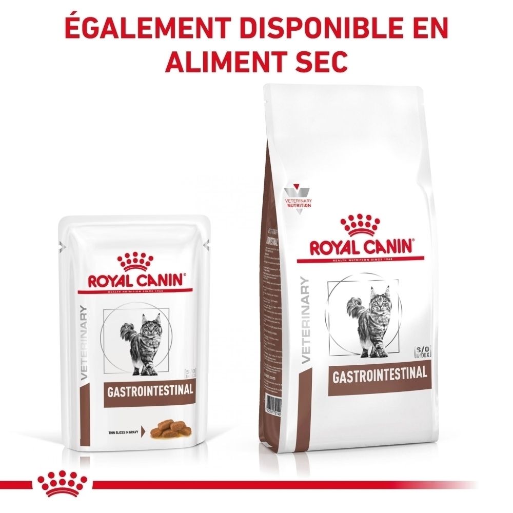 Alimentation humide et sèche Royal Canin Veterinary Gastrointestinal.