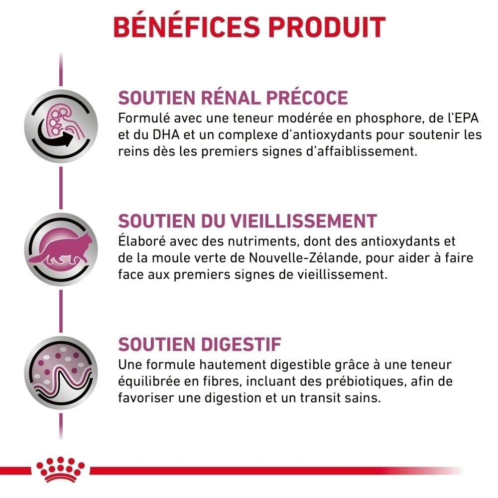 Arrière du sac de croquettes Royal Canin Veterinary Feline Early Renal avec informations.