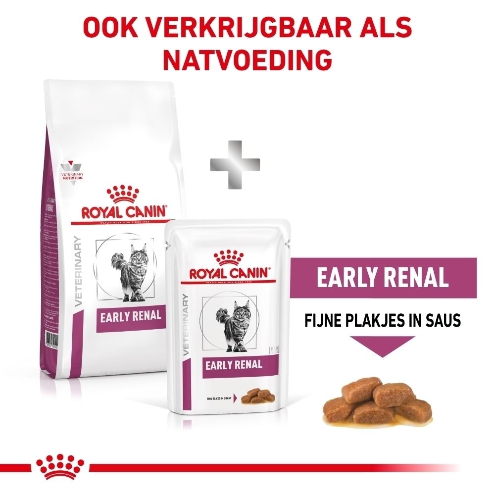 Royal Canin Veterinary Feline Early Renal voerzak met kat.