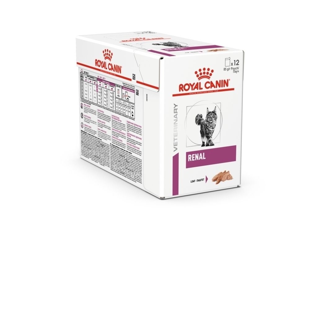 Nourriture vétérinaire Royal Canin Renal pour chats, sachet de 85g.