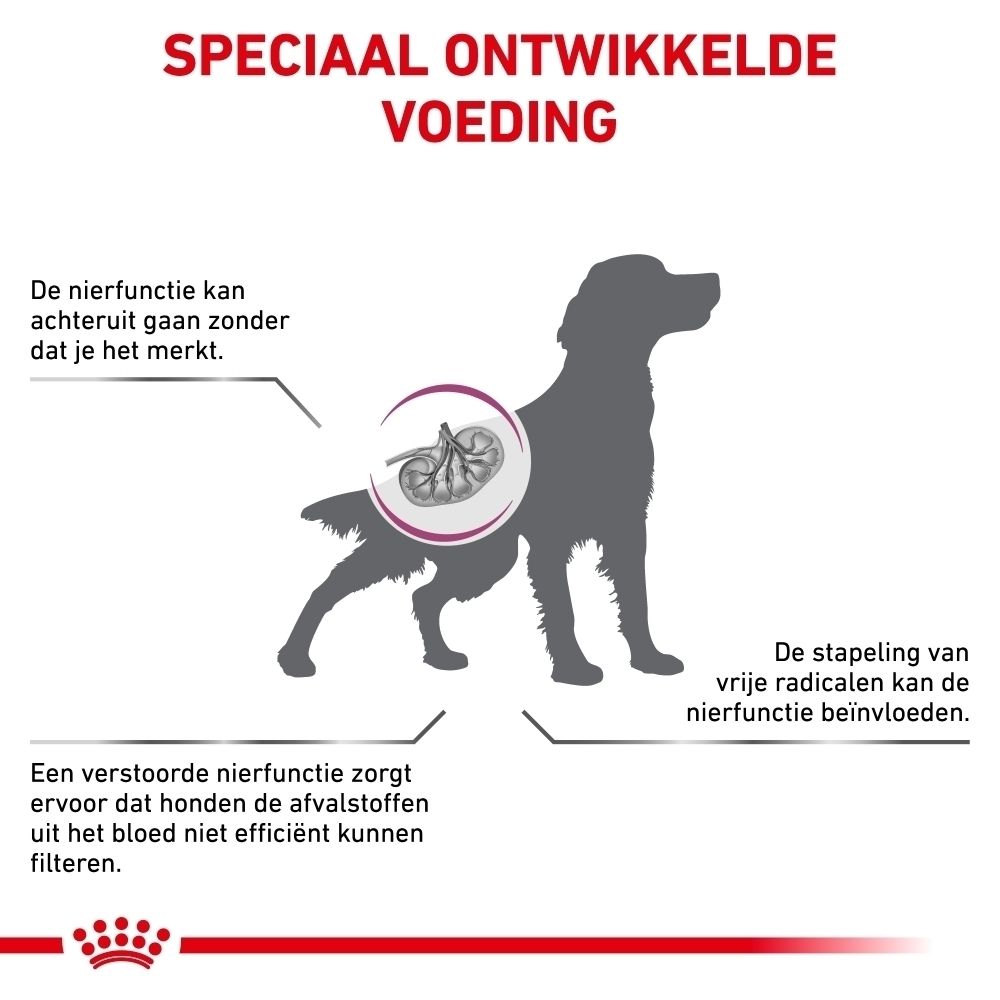 Grafiek over de voordelen van Royal Canin Veterinary Early Renal voor de niergezondheid.