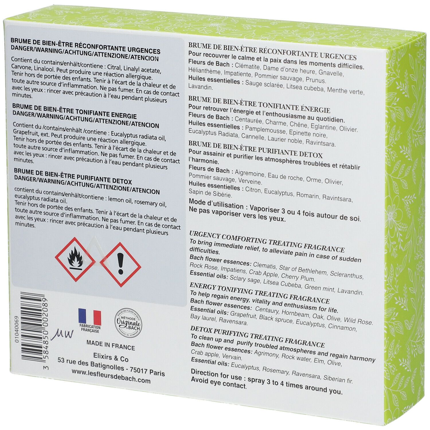 Elixirs & Co Gift Set Brumes de Bien-Être aux Fleurs de Bach