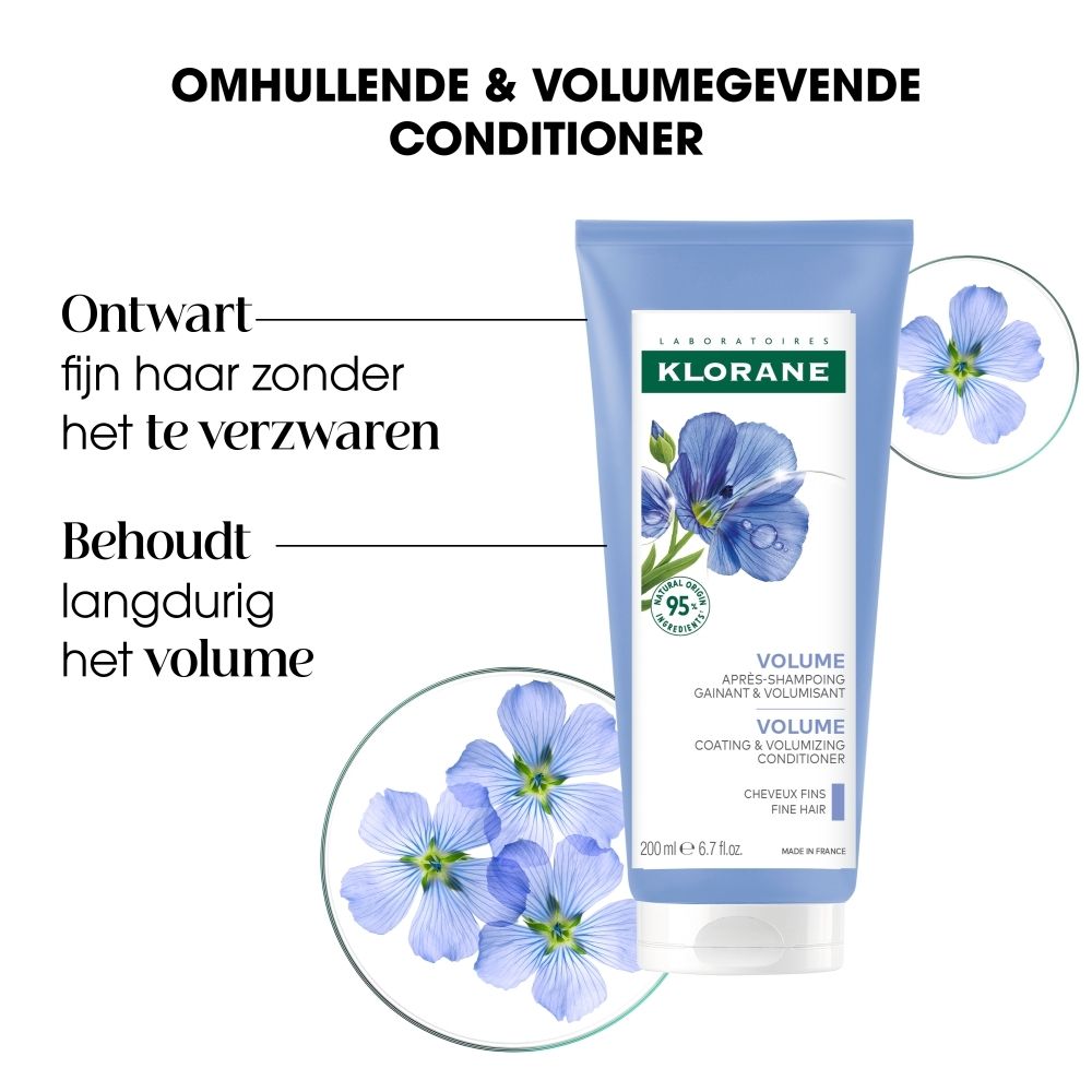 Textuurstaal van de KLORANE Volume Conditioner, ultralichte, gel-achtige formule.