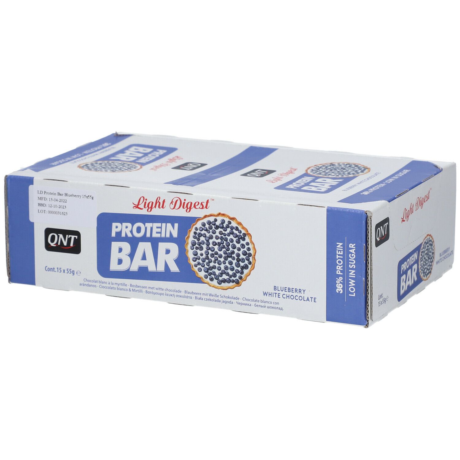 QNT Protein Bar Blueberry White Chocolate Light Digest