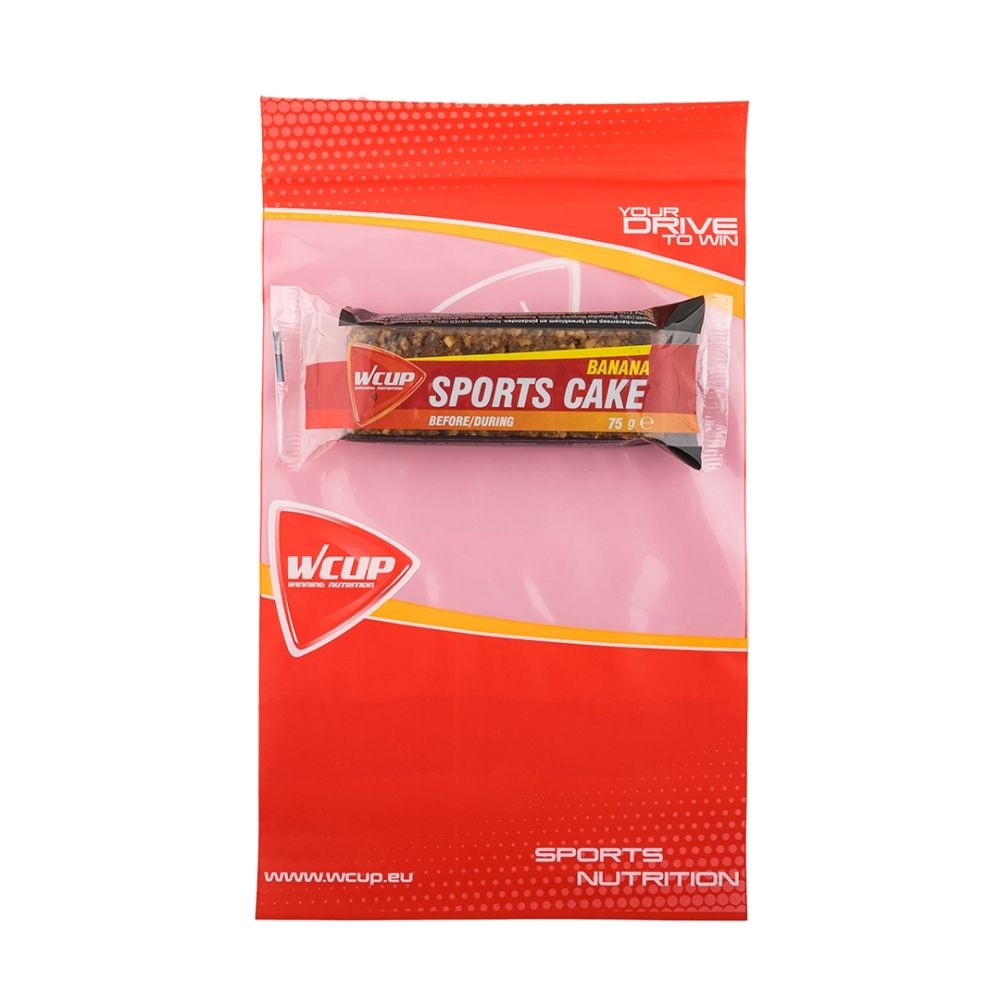 Barre WCUP Sports Cake Banane en emballage individuel.