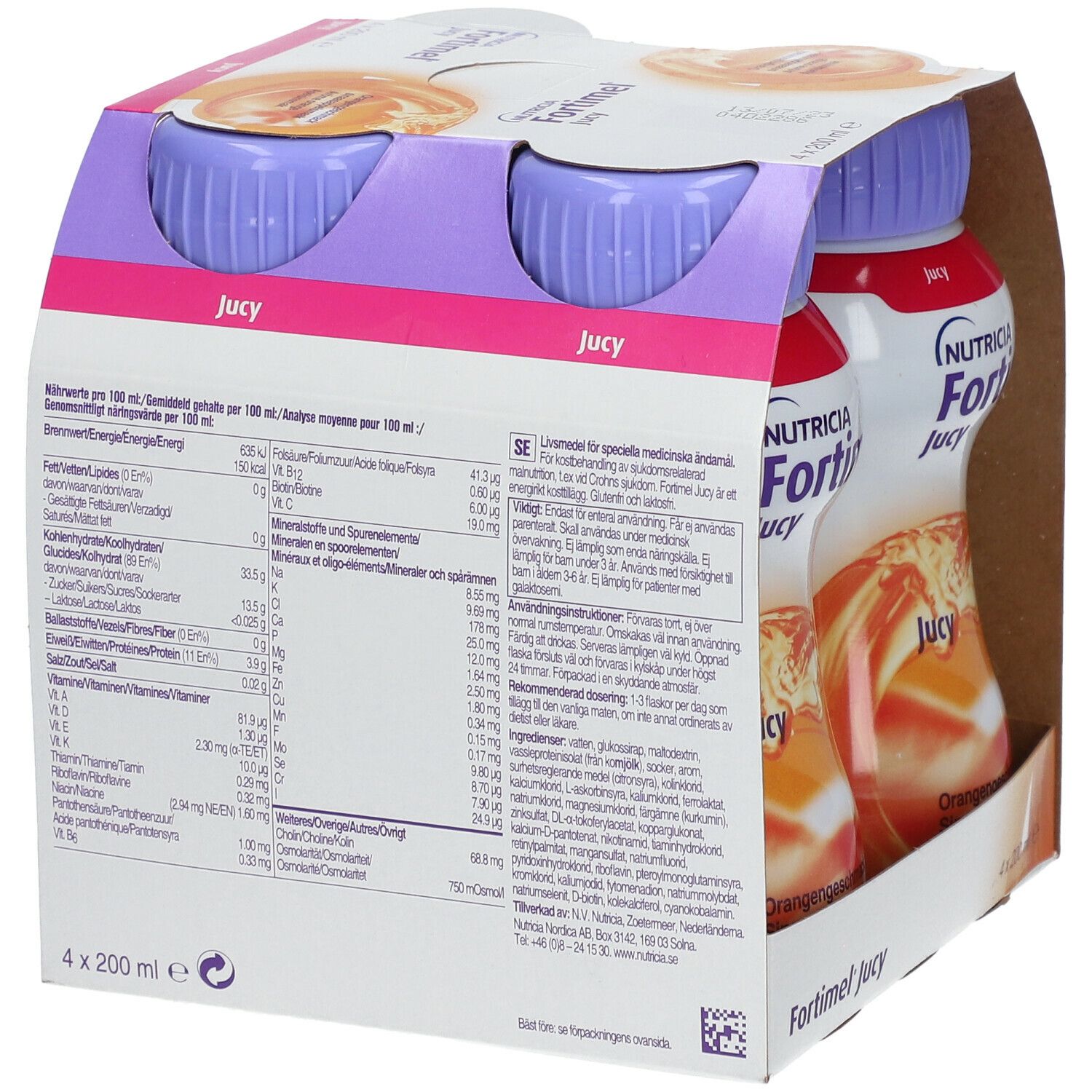 Fortimel Jucy sinaasappel 4x200ml