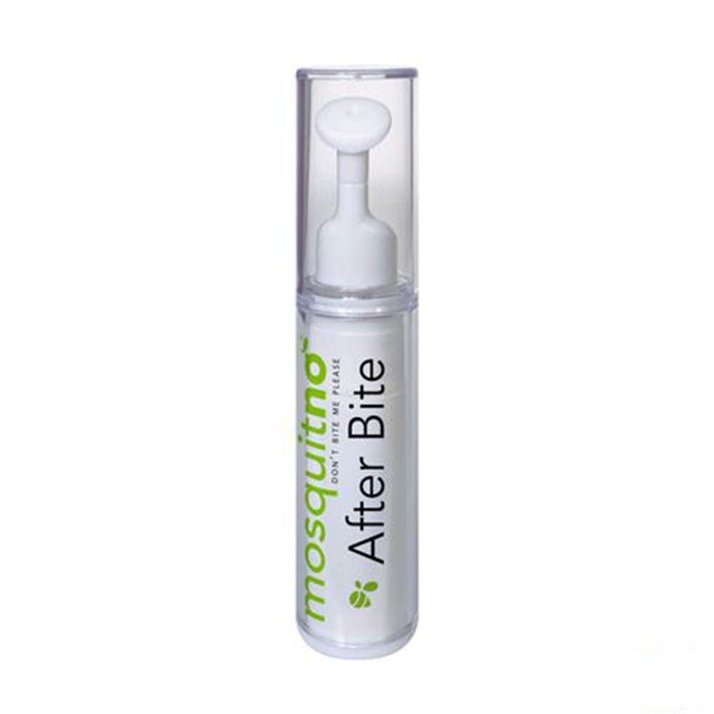 Stylo blanc avec capuchon transparent. Inscription: Mosquitno After Bite. Avec applicateur.