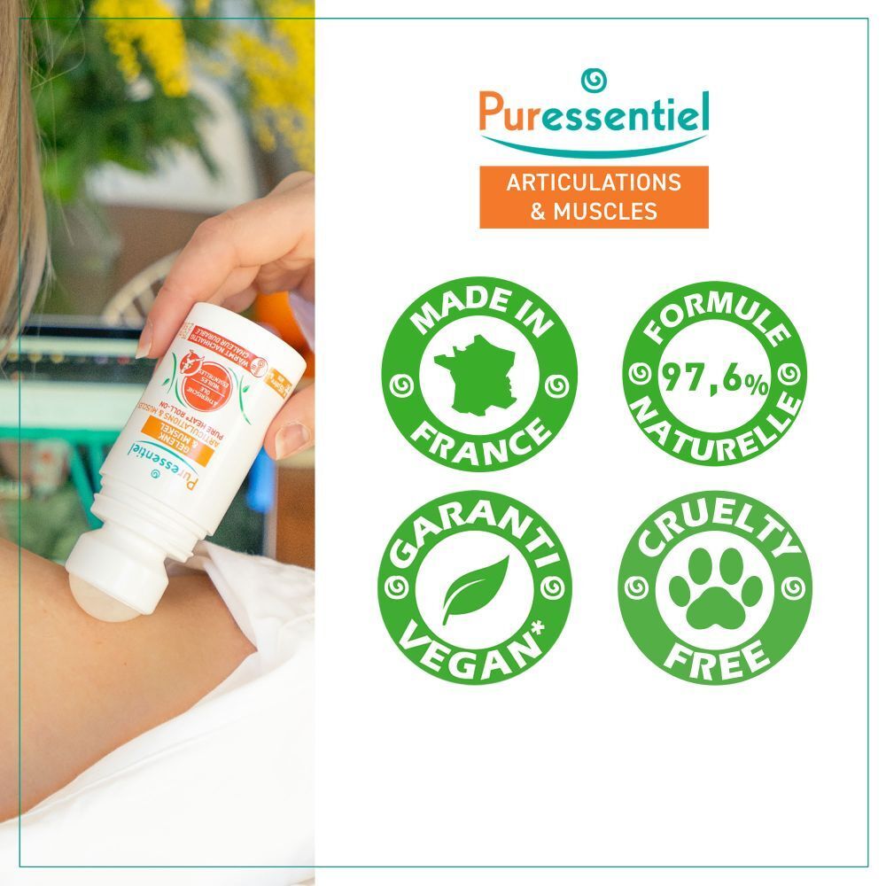 Puressentiel Roller Articulations & Muscles aux 14 huiles essentielles et extraits végétaux.