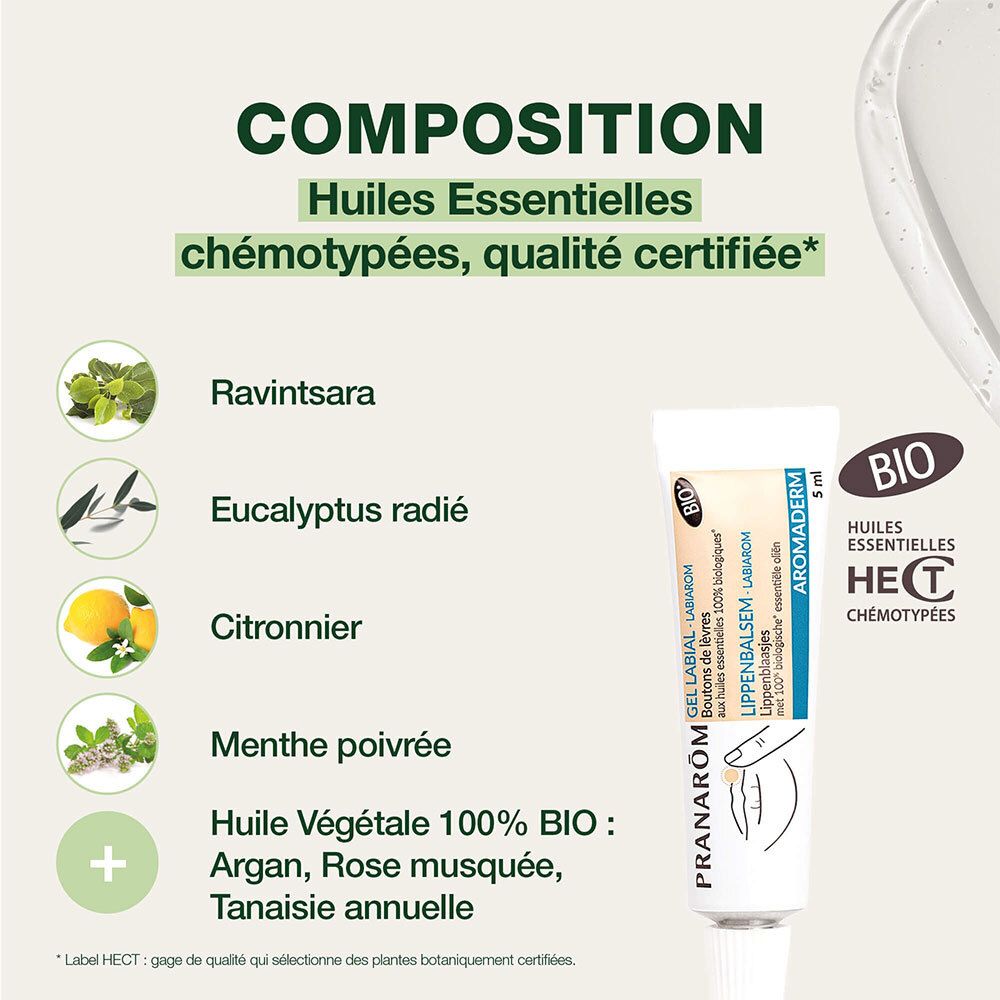 Samenstelling van het product. Essentiële oliën: Ravintsara, Eucalyptus, Citroen, Pepermunt. Bio.