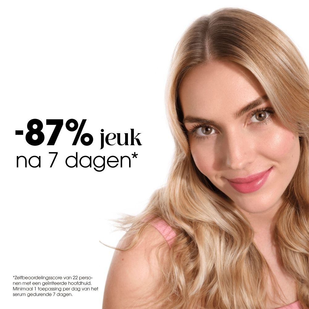 KLORANE SOS Serum met Pioenroos BIO, achterkant van het flesje 100ml met tekst.