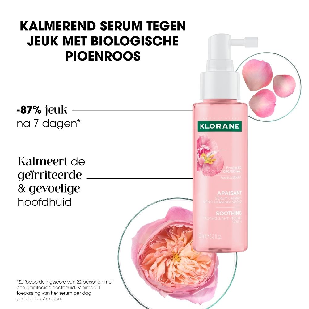 KLORANE SOS Serum met Pioenroos BIO, flesje van 100ml met applicator.