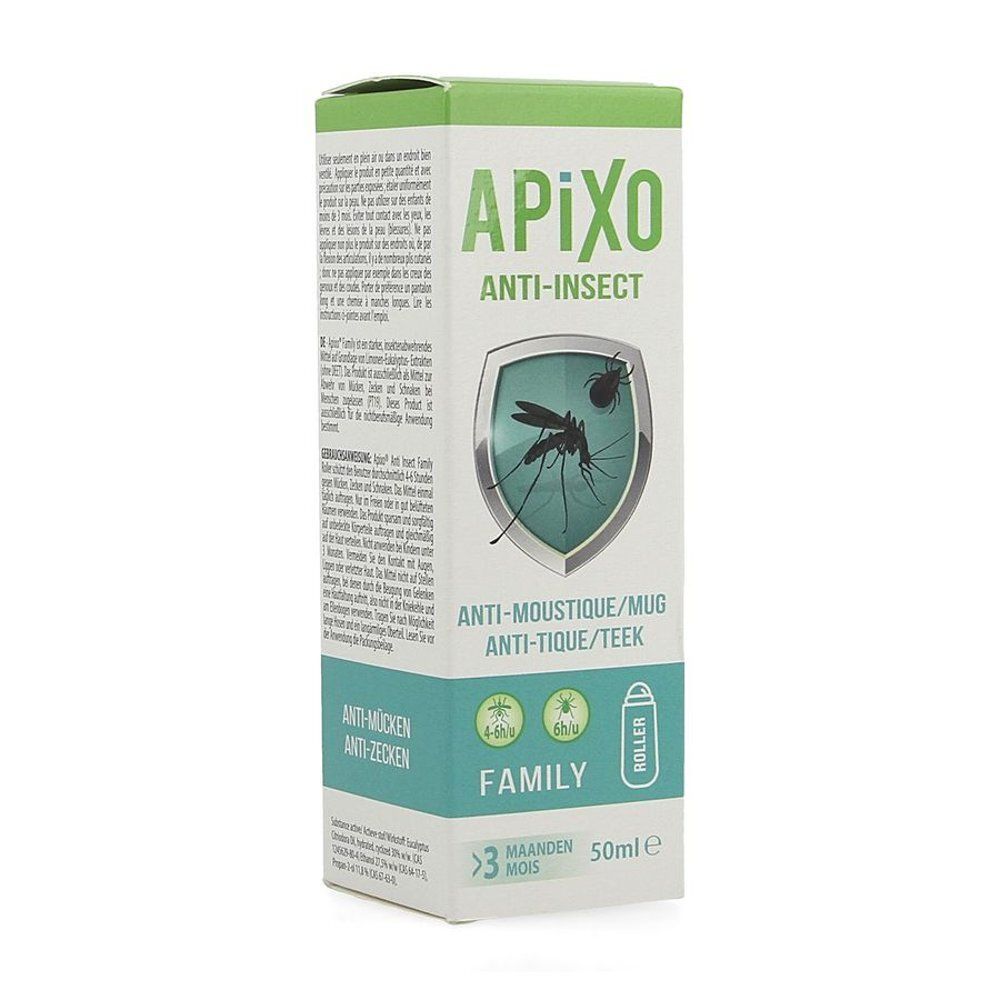 APIXO Anti-Insect Roller: Bescherming tegen muggen, steekvliegen, teken. Voor gezinnen, vanaf 3 maanden, 50ml.