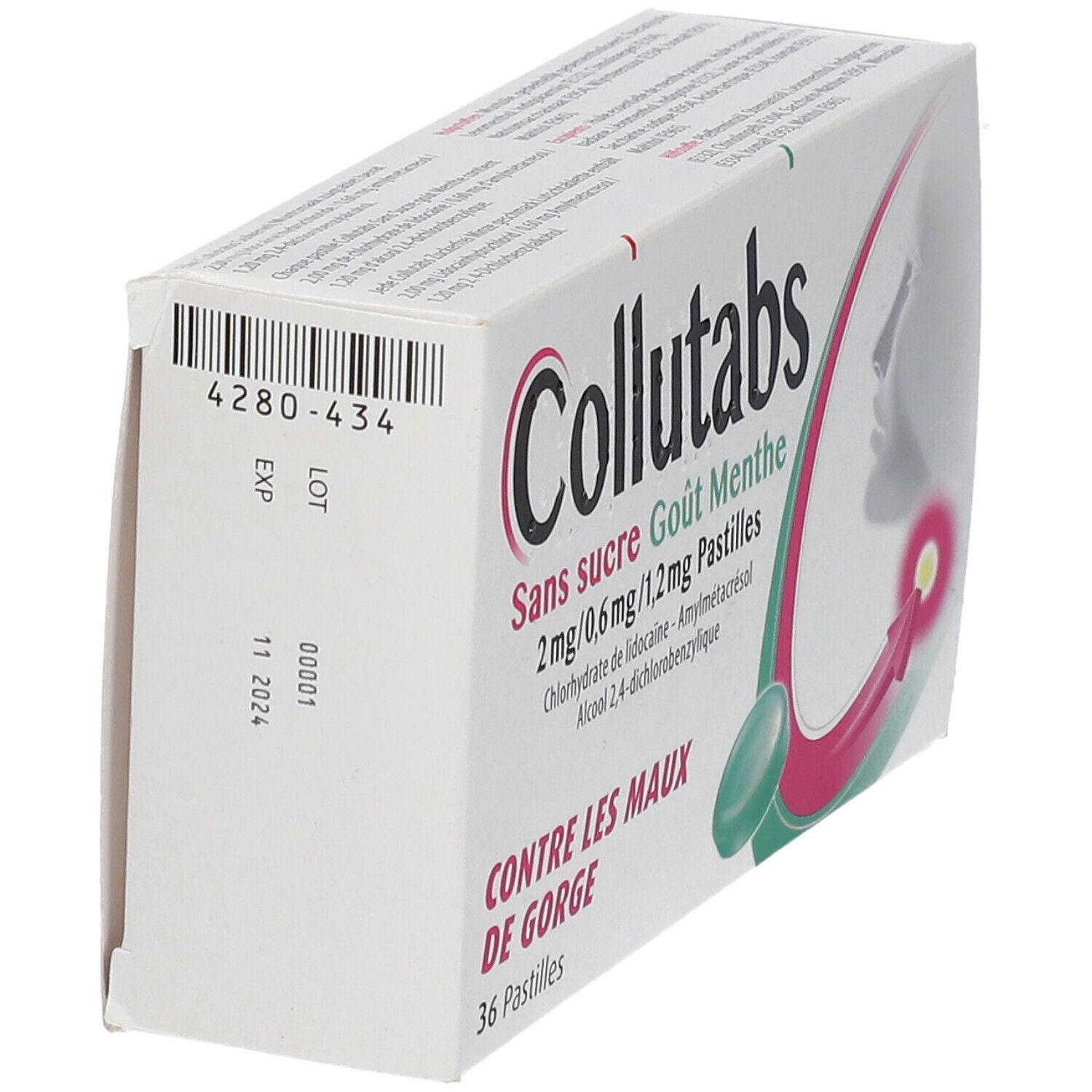 Collutabs Sans Sucre Goût Menthe 2 mg/0,6 mg/1,2 mg