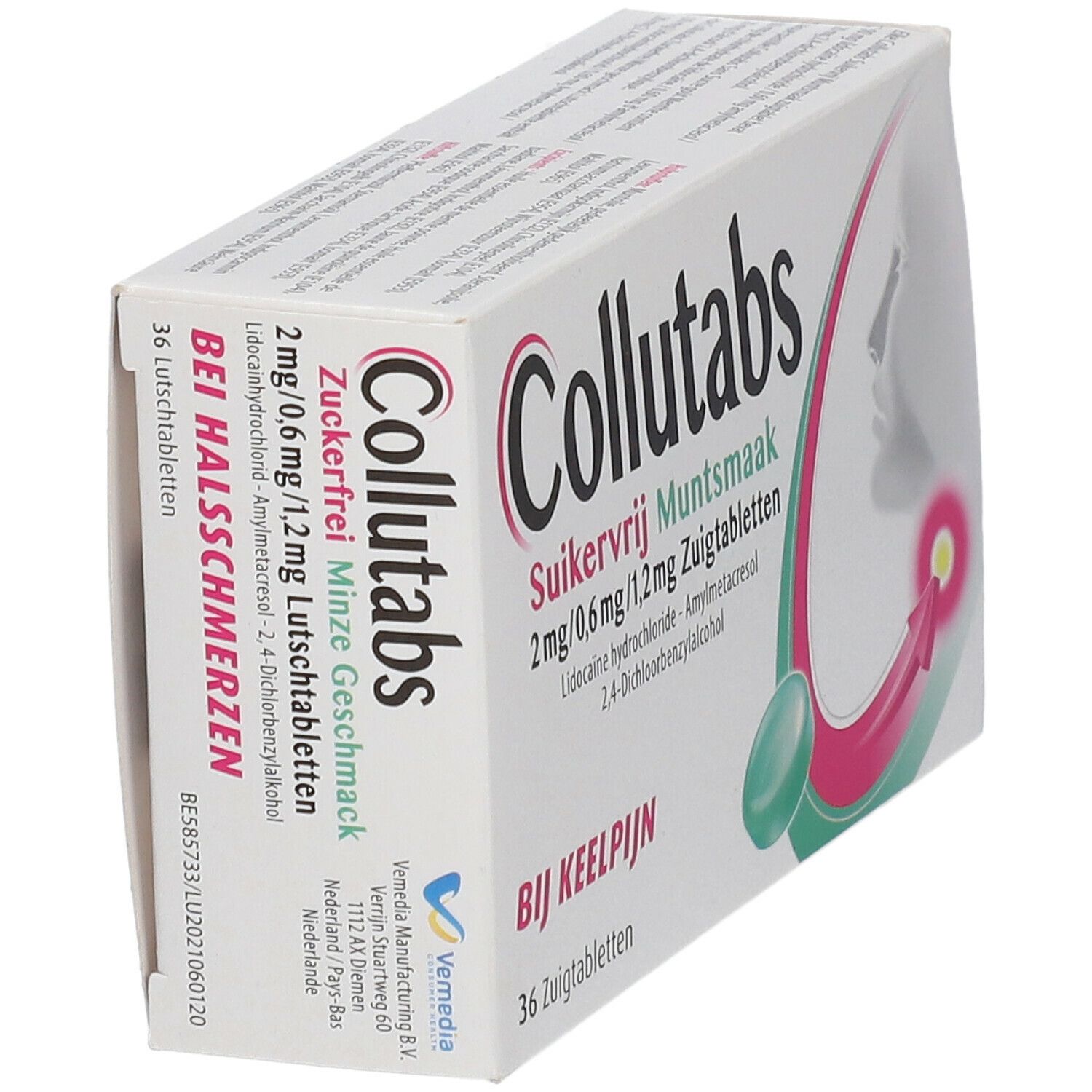 Collutabs Sans Sucre Goût Menthe 2 mg/0,6 mg/1,2 mg