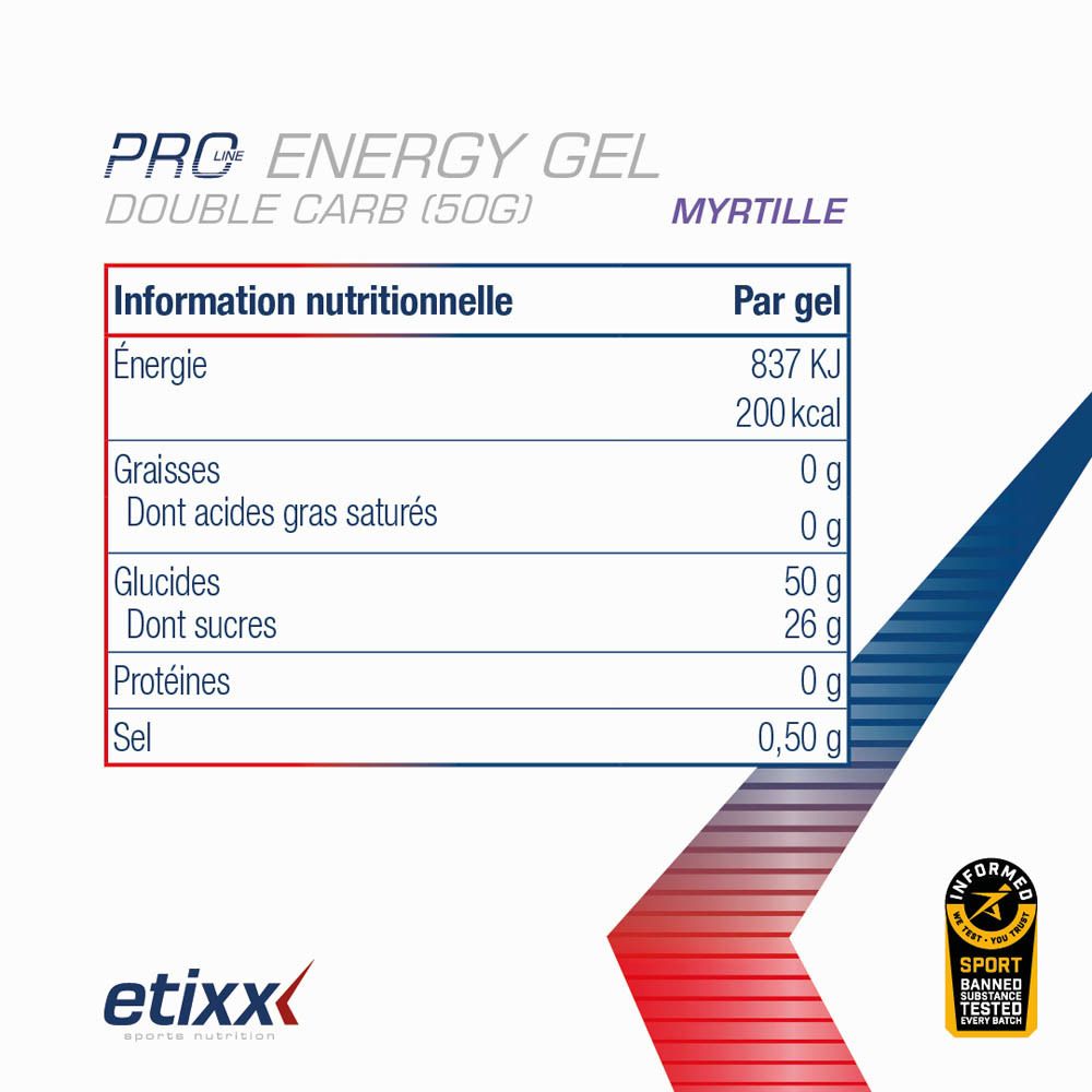 Etixx Double Carb Energy Gel PRO LINE Blueberry