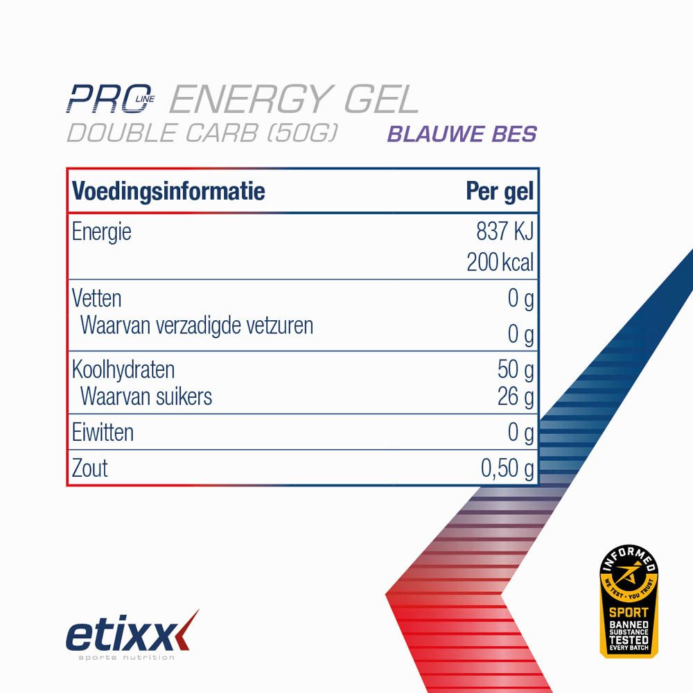 Etixx Double Carb Energy Gel PRO LINE Blueberry