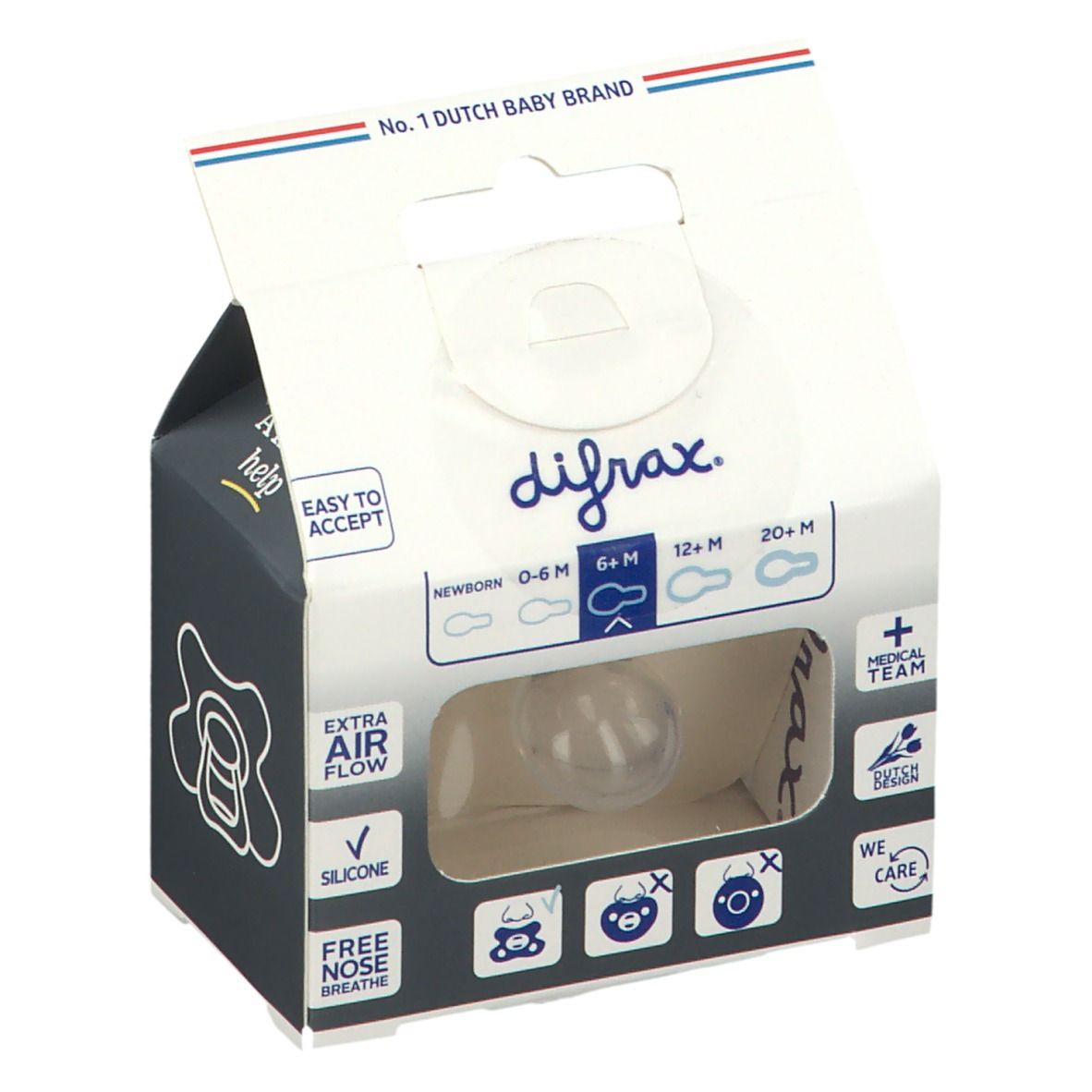 Difrax Sucette Natural Peach 6 Moins+