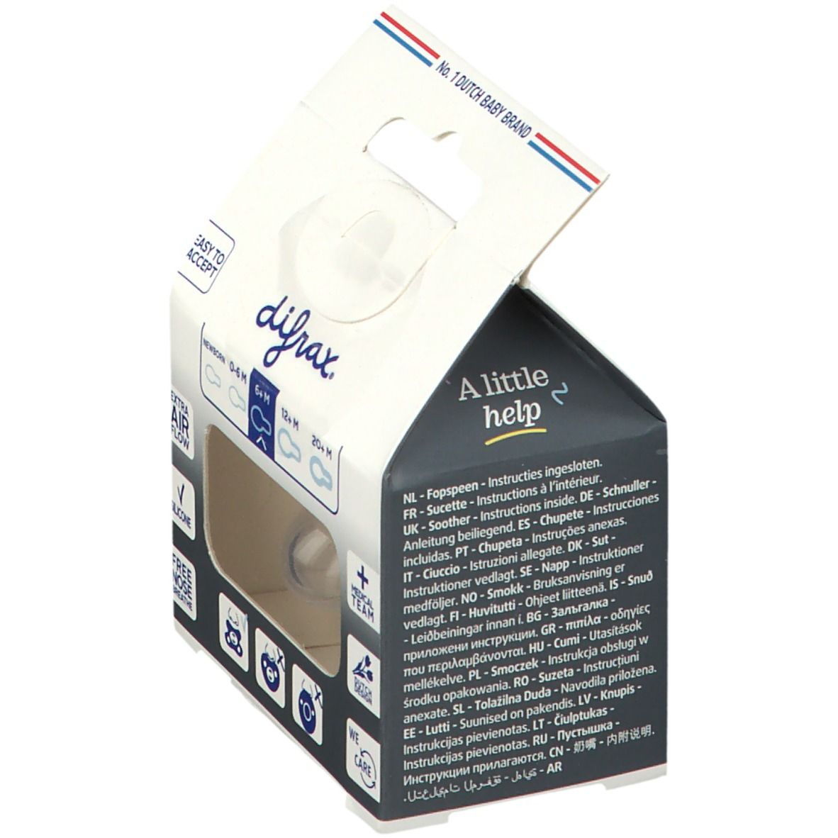 Difrax Sucette Natural Peach 6 Moins+