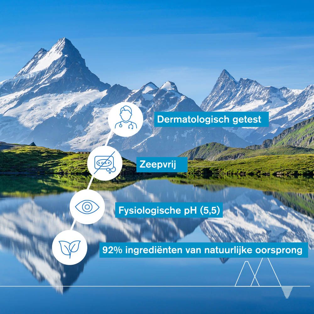 Achterkant van de witte fles met tekst. Tekst: URIAGE, Crème Lavante, Cleansing Cream. 1 liter.