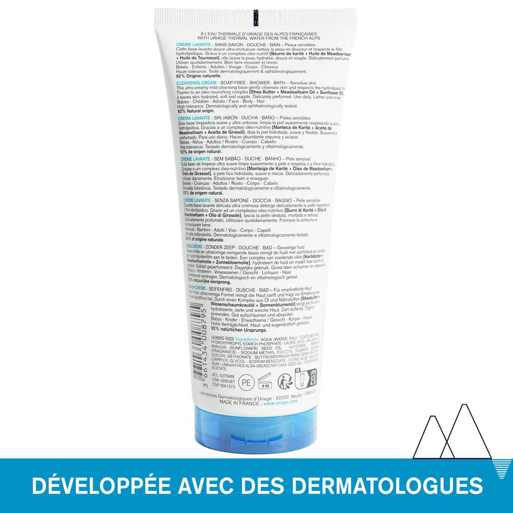 Dos du tube. Texte multilingue. Ingrédients, instructions d'utilisation, informations fabricant.