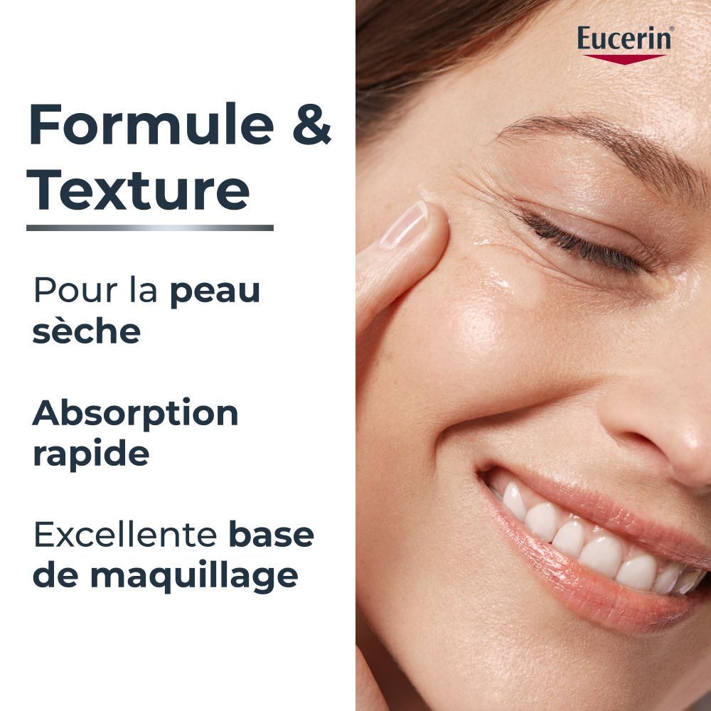 Eucerin : Formule & Texture pour peaux sèches. Absorption rapide.