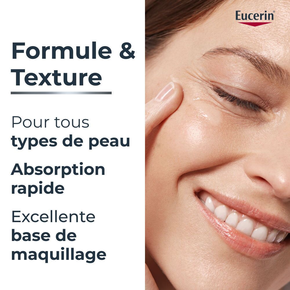 Eucerin HYALURON-FILLER + 3x EFFECT Dagcrème SPF 30 en verpakking. Tekst: Anti-Age, Soin de Jour SPF 30.