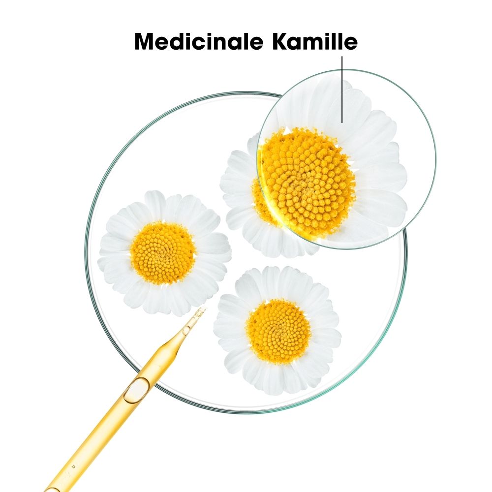KLORANE Shampoo met BIO-kamille, 400ml fles. Etiket met kamillebloemen en tekst in het Nederlands.