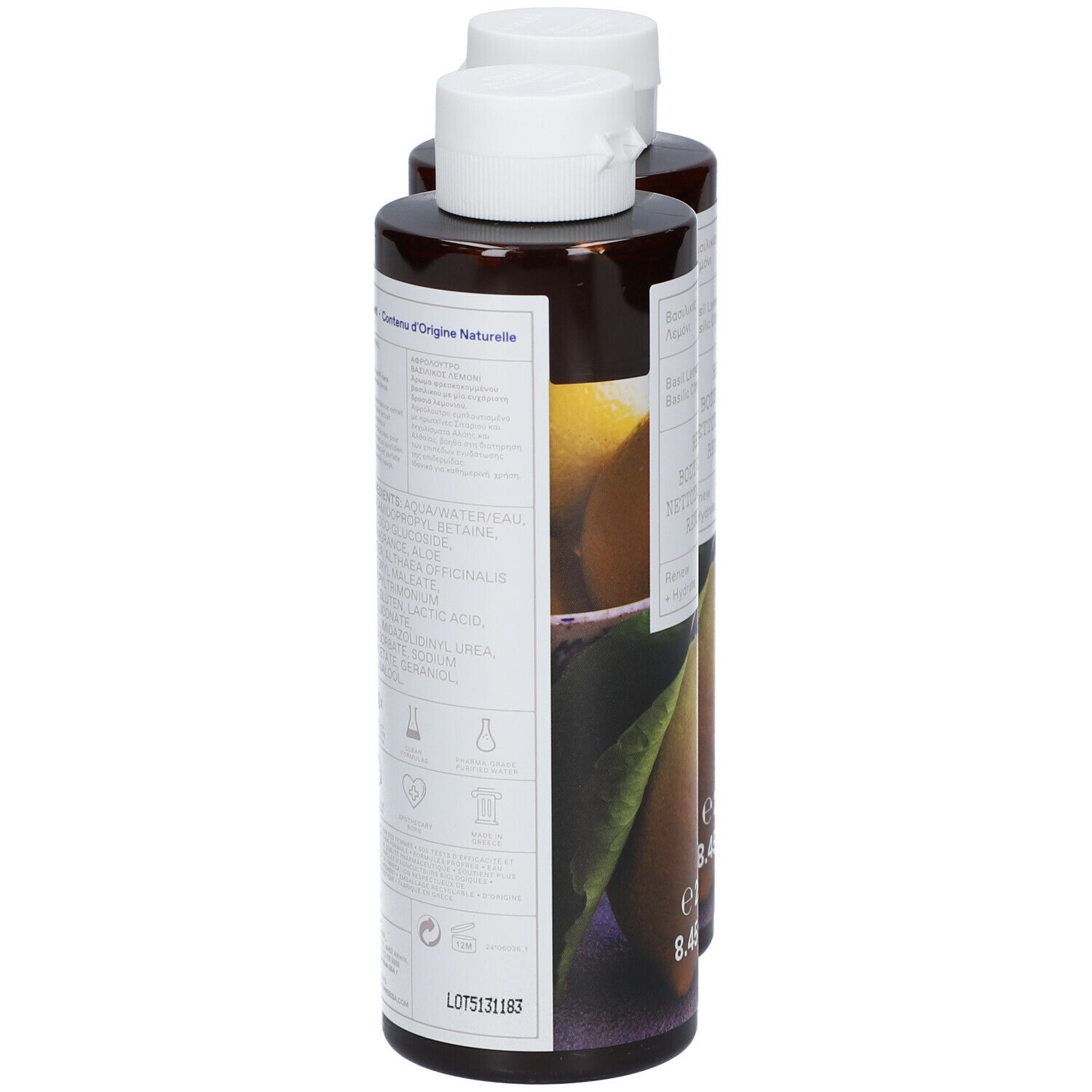 Korres Basil Lemon Renewing Body Cleanser 1+1 GRATIS