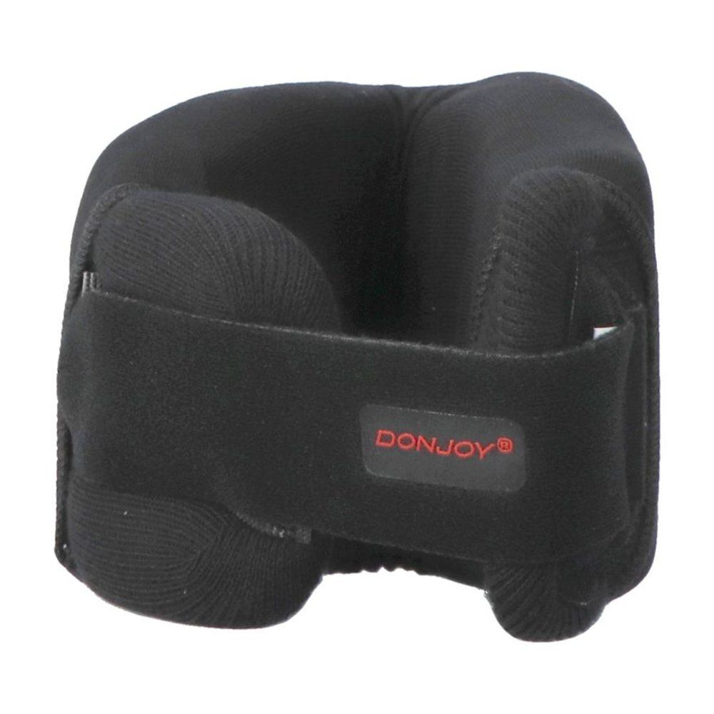 Gros plan de l'orthèse cervicale noire DonJoy C2+. Fermeture velcro et logo visibles.