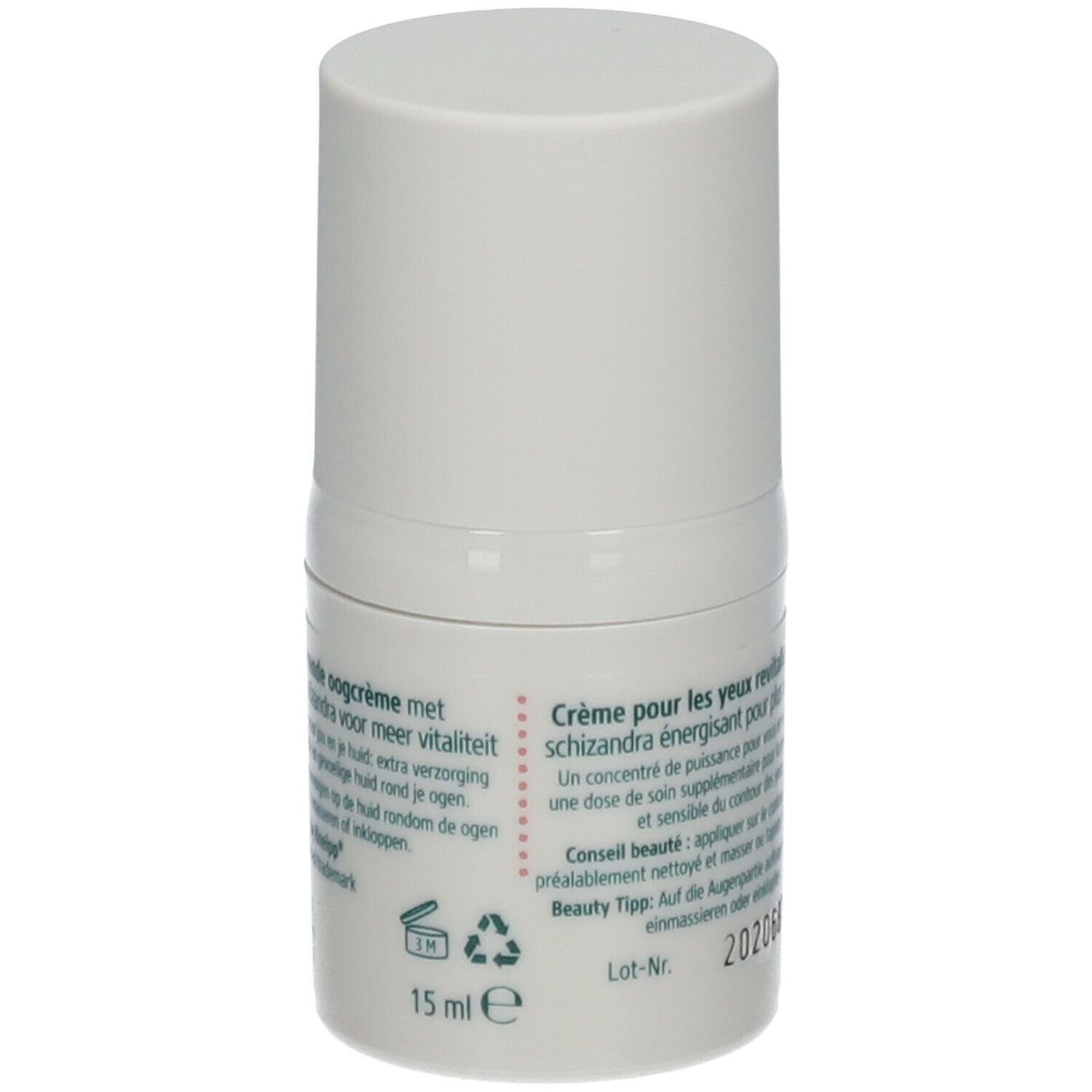 Witte tube Kneipp Mindful Skin. Meertalige tekst. 15 ml. Groen Kneipp logo. Witte dop.