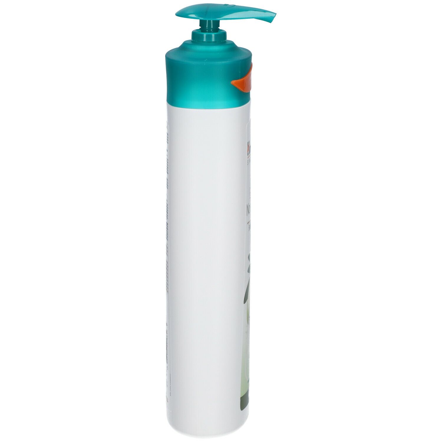 Himalaya Olive Extra Nourishing Body Lotion. Witte fles met groene pompdop. Zijaanzicht.