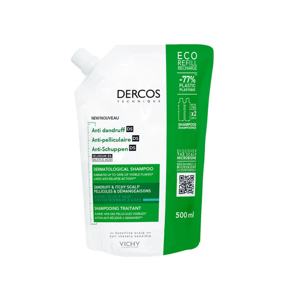 Vichy Dercos Anti-Pelliculaire DS Shampooing Traitant Cheveux Normaux à Gras Recharge