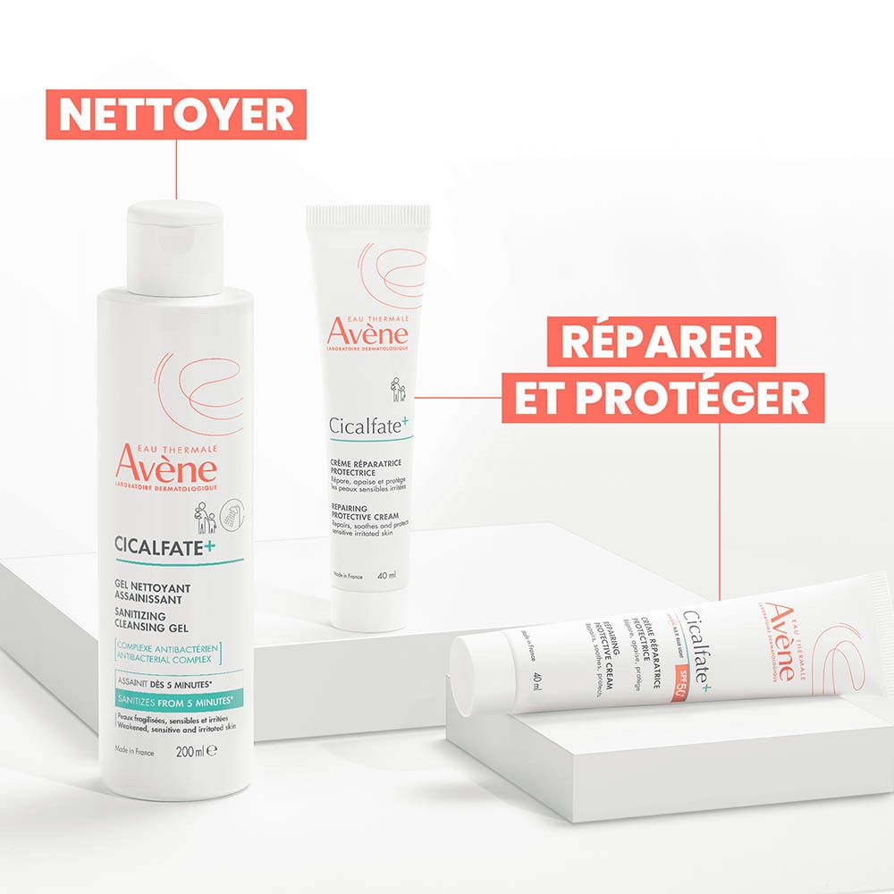 Gel nettoyant et crème mains Avene Cicalfate+.