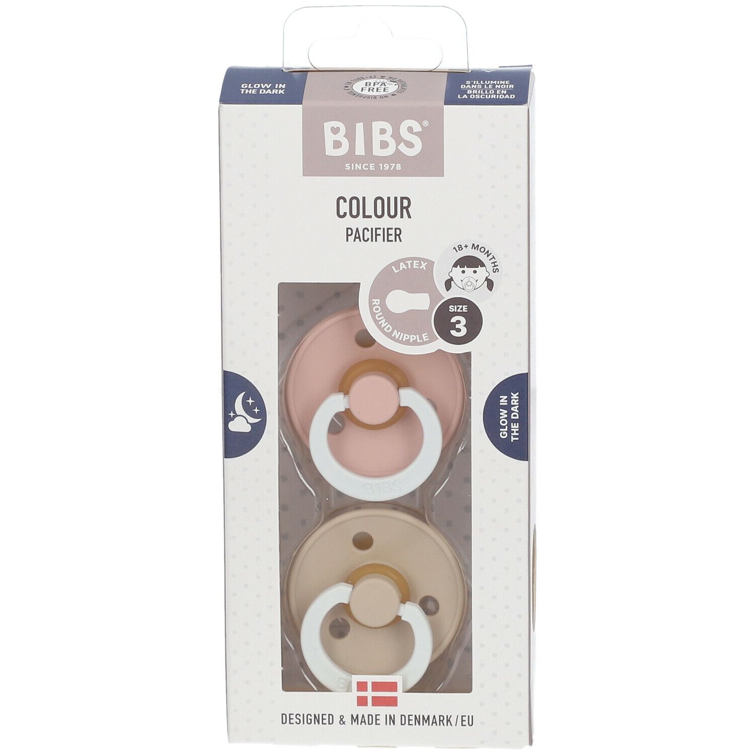 BIBS Glow in the Dark Fopspeen Blush - Vani vanaf 18 Maanden