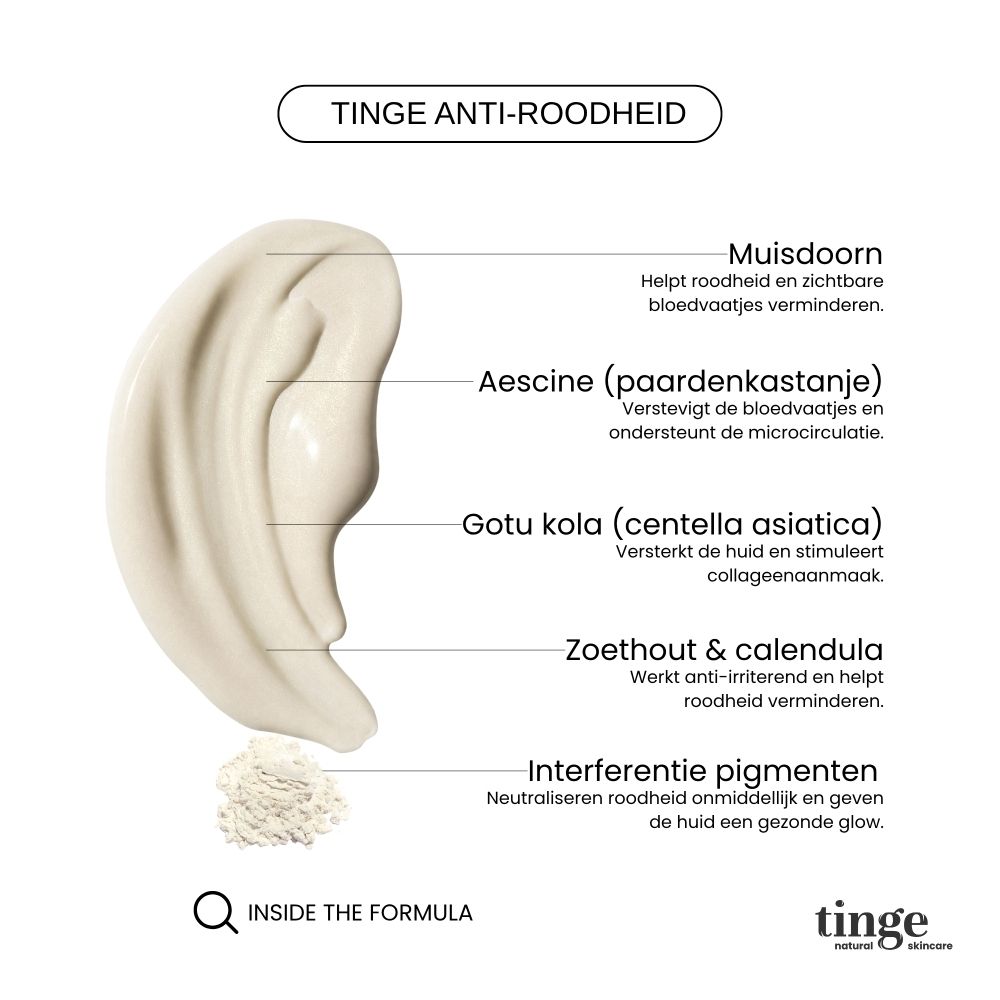 Informatie over de Tinge anti-roodheid crème, waarom kiezen voor Tinge.