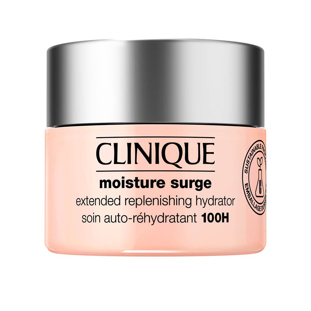Clinique Moisture Surge gezichtscrème in een roze pot met zilverkleurig deksel.