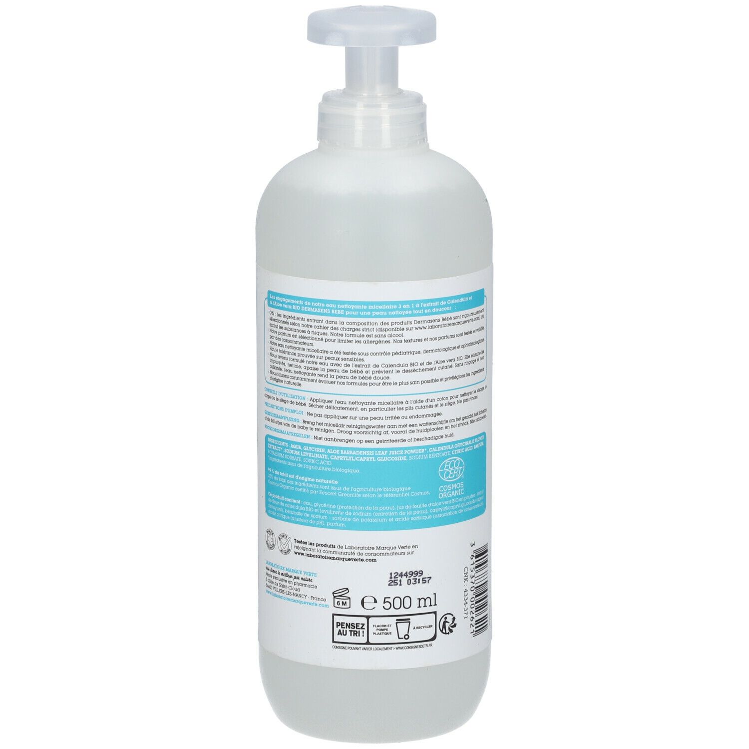 DermAsens Eau Micellaire Bébé 3 en 1 Bio