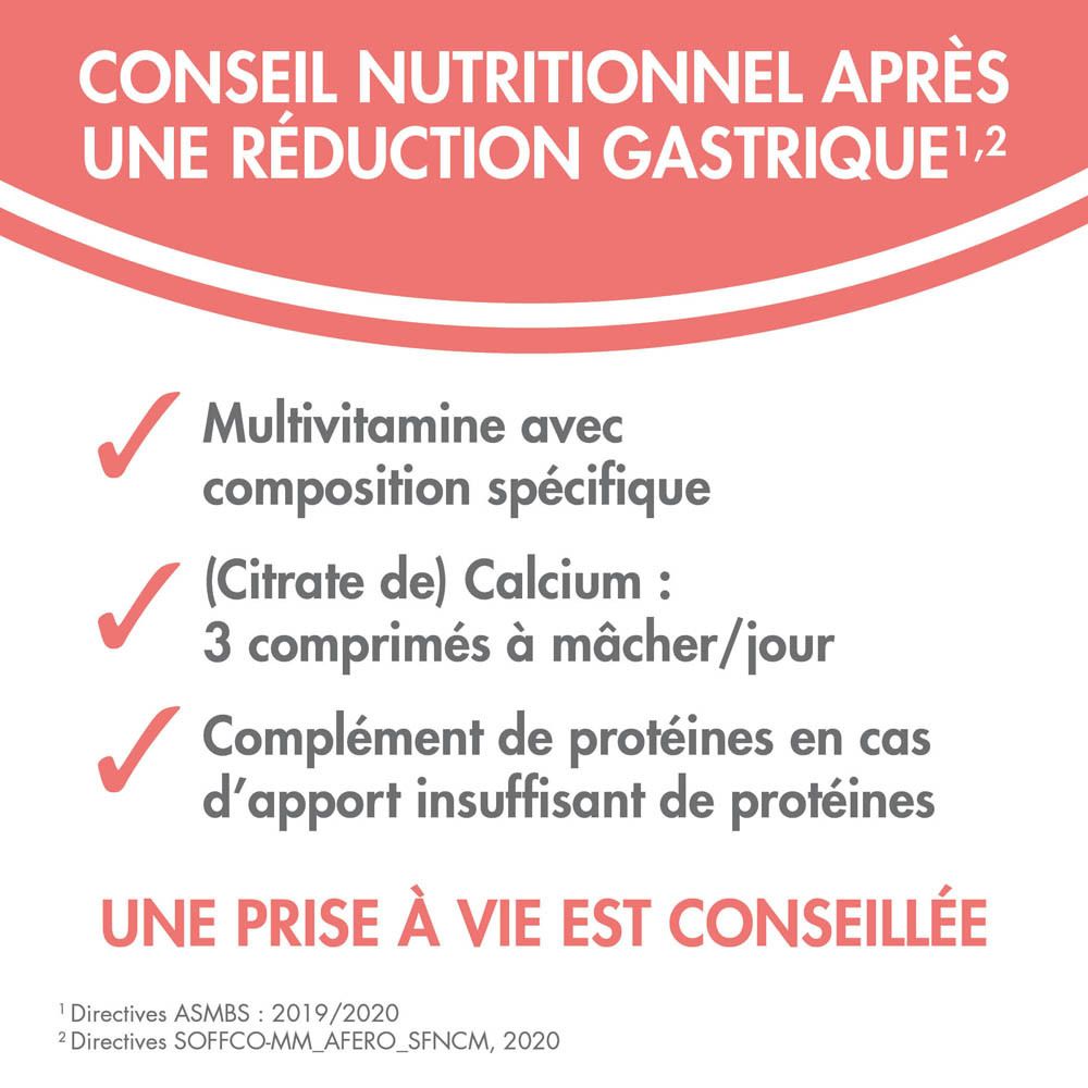 BariNutrics. Femme avec différents produits BariNutrics. Texte.