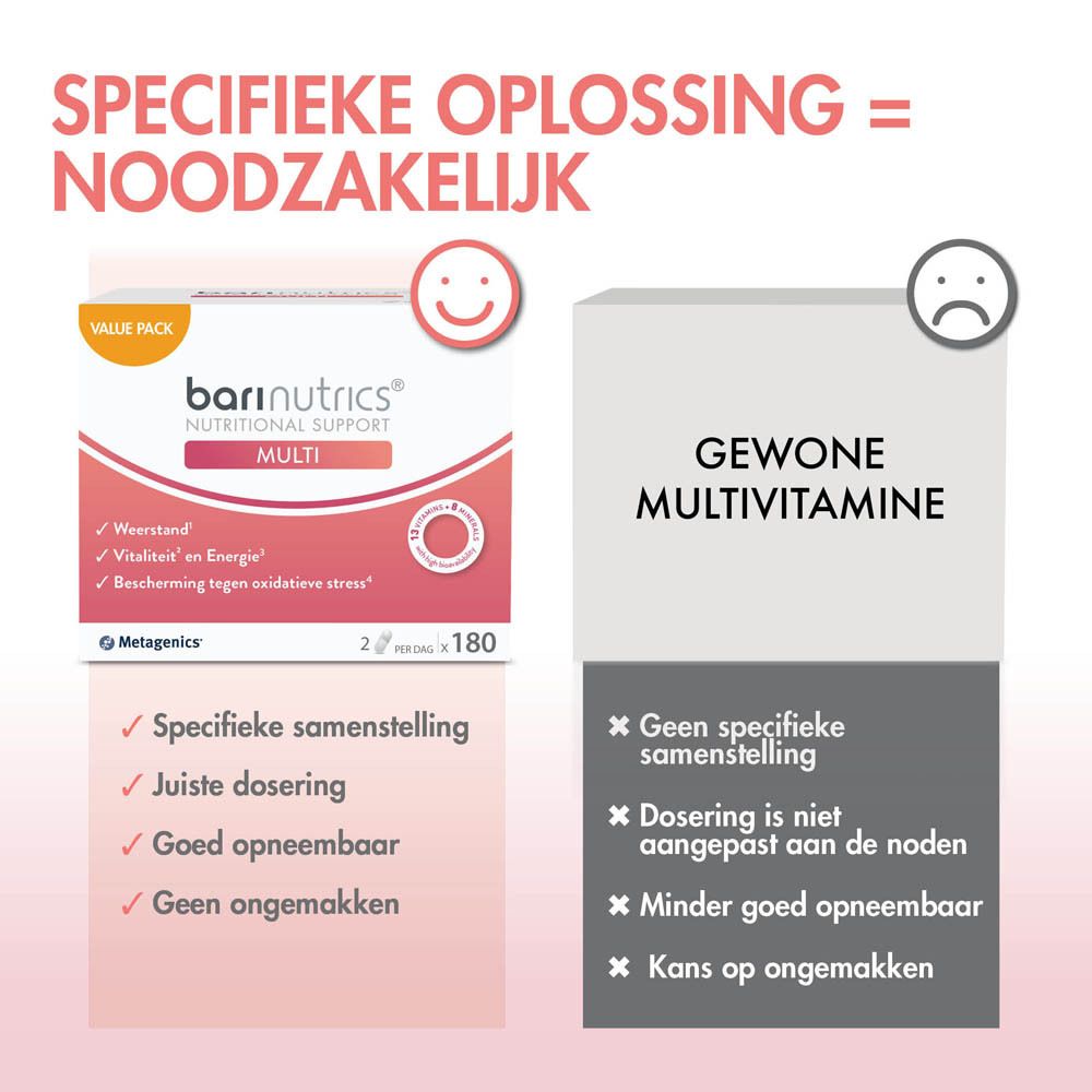 BariNutrics Multi verpakking, 180 capsules. Bevat "Value Pack".