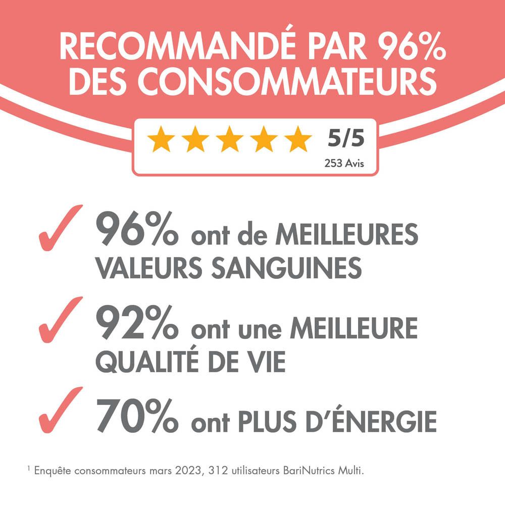 Boîte BariNutrics Multi, 180 gélules. Inscription "Value Pack".
