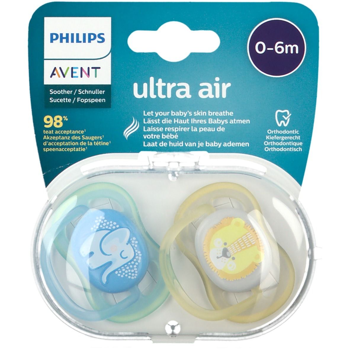 Philips Avent Ultra Air Sucette Berry Boy 0-6 Moins SCF085/01