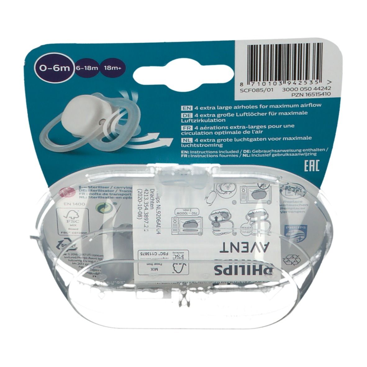 Philips Avent Ultra Air Sucette Berry Boy 0-6 Moins SCF085/01