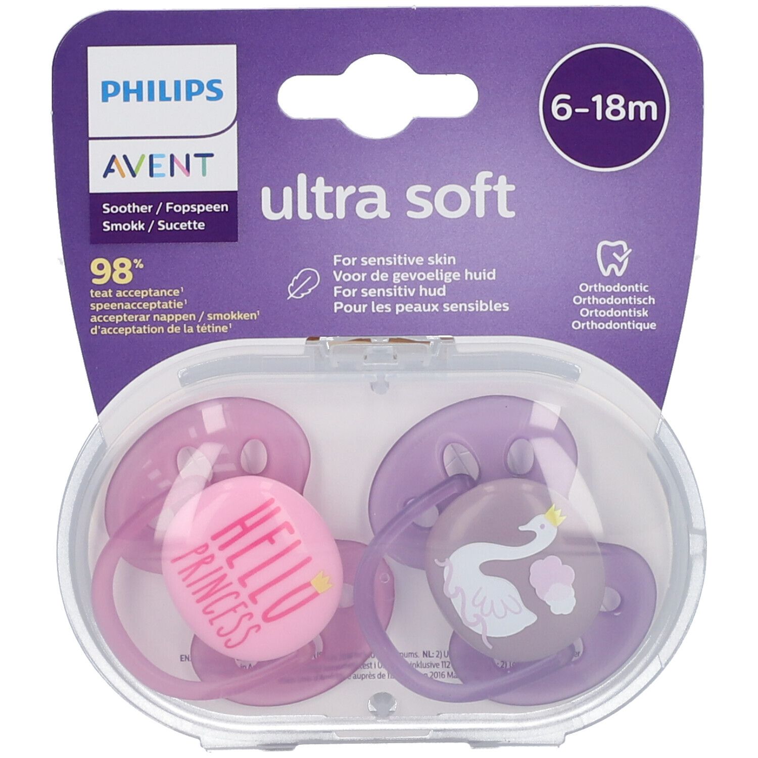 Philips Avent Ultra Soft Sucette Girl 6-18 Moins SCF223/02