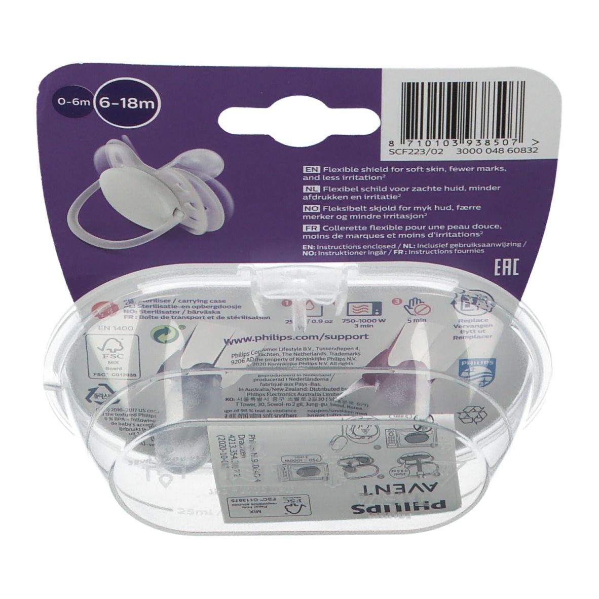 Philips Avent Ultra Soft Sucette Girl 6-18 Moins SCF223/02