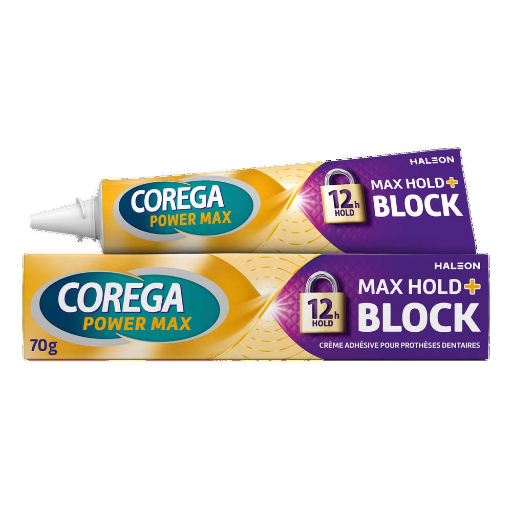 Corega Power Max Max Hold + Block Crème Adhesive