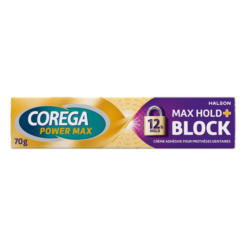 Corega Power Max Max Hold + Block Crème Adhesive